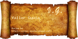 Valler Gyula névjegykártya